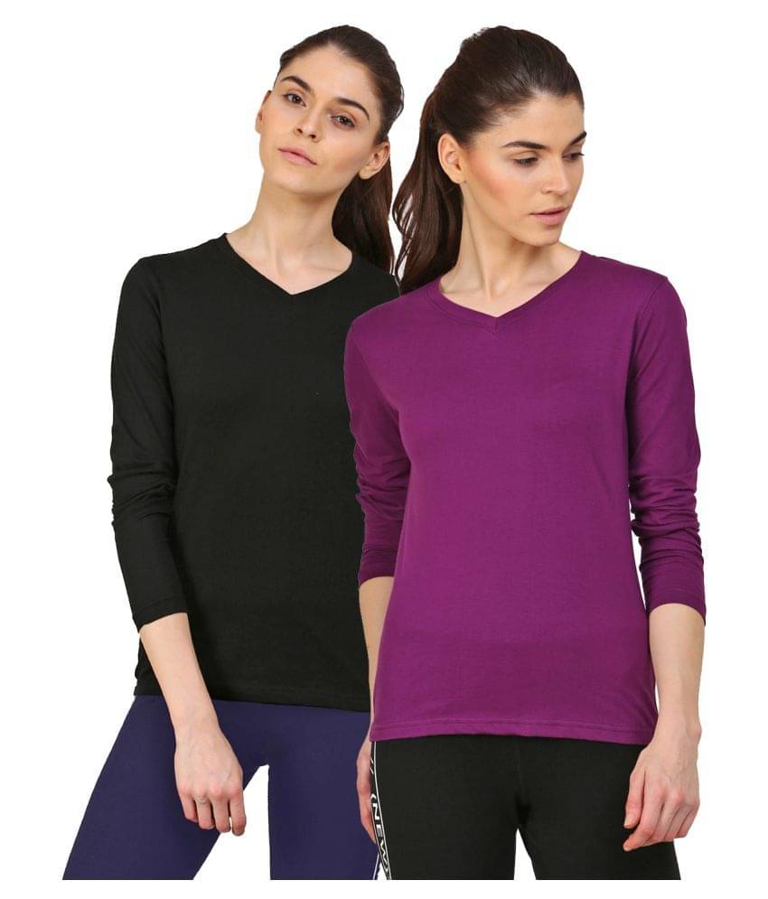 Ap'pulse Women Cotton Solid Regular Fit Round Neck T-Shirt ( Multi Color ) Ap'pulse Women Cotton Solid Regular Fit Round Neck T-Shirt ( Multi Color )