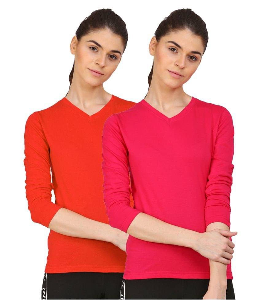 Ap'pulse Women Cotton Solid Regular Fit Round Neck T-Shirt ( Multi Color ) Ap'pulse Women Cotton Solid Regular Fit Round Neck T-Shirt ( Multi Color )