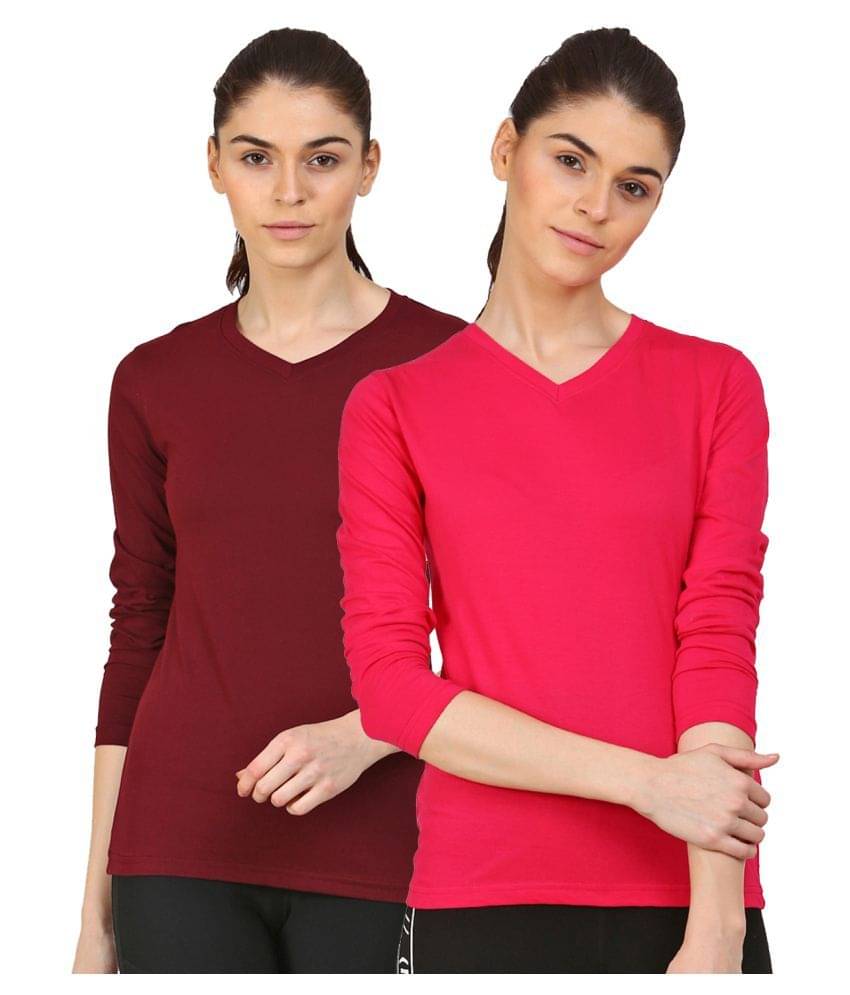 Ap'pulse Women Cotton Solid Regular Fit Round Neck T-Shirt ( Multi Color ) Ap'pulse Women Cotton Solid Regular Fit Round Neck T-Shirt ( Multi Color )