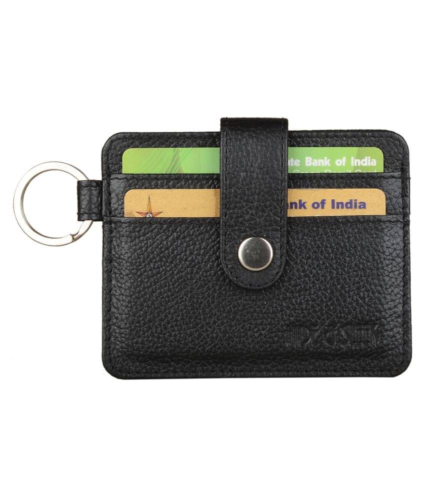     			Hide&Sleek RFID Protected Genuine Black Leather Slim Card ATM Holder