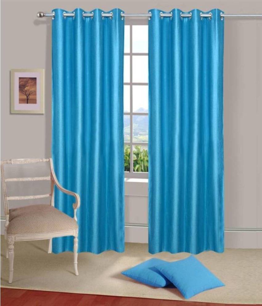 Idoleshop Set of 2 Long Door Eyelet Curtains Plain Blue Idoleshop Set of 2 Long Door Eyelet Curtains Plain Blue