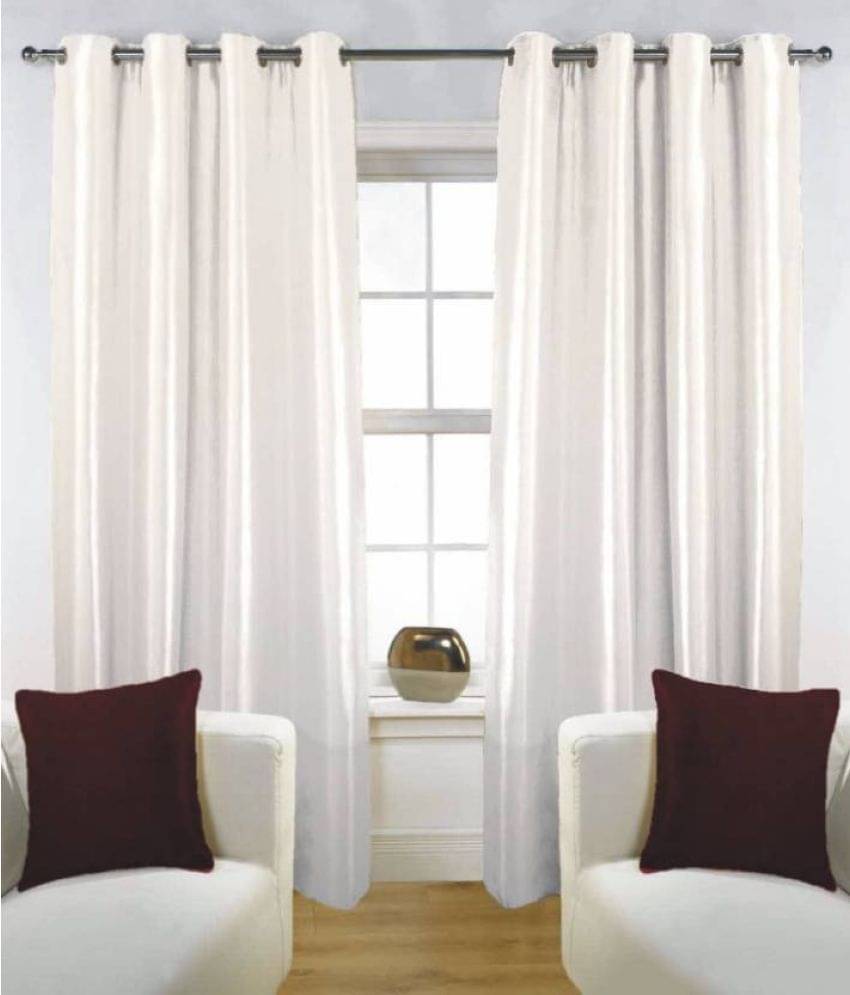 Idoleshop Set of 2 Long Door Eyelet Curtains Plain White Idoleshop Set of 2 Long Door Eyelet Curtains Plain White