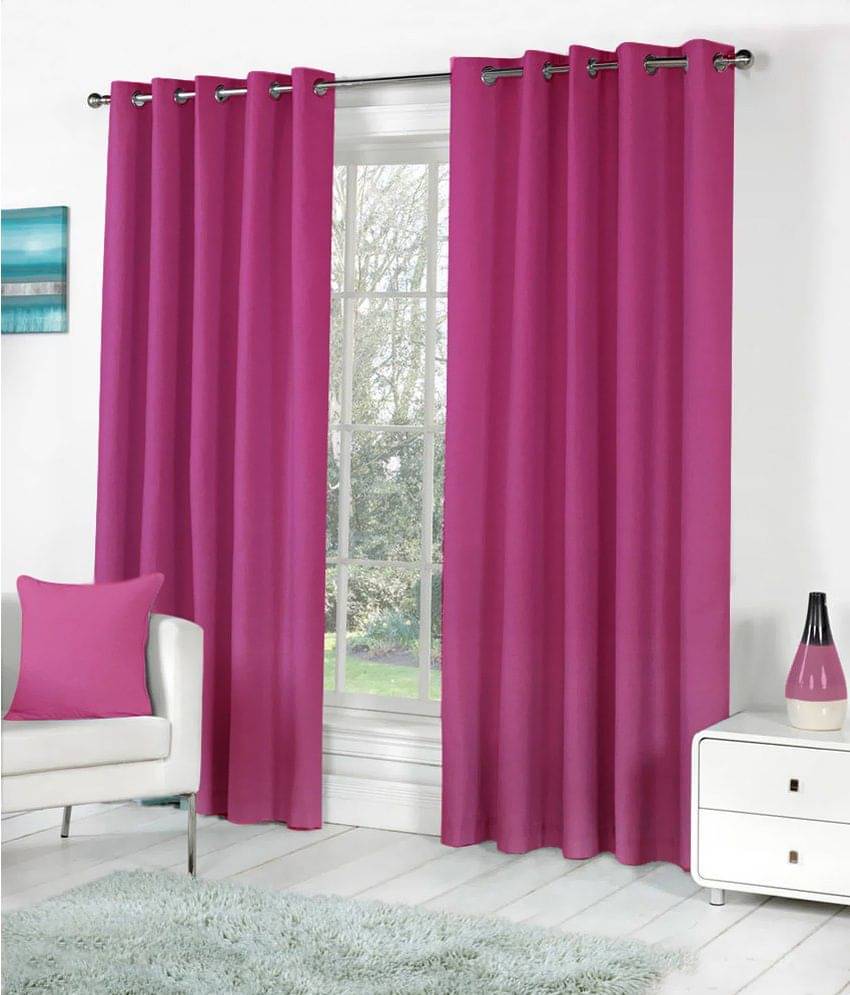 Idoleshop Set of 2 Long Door Eyelet Curtains Plain Pink Idoleshop Set of 2 Long Door Eyelet Curtains Plain Pink