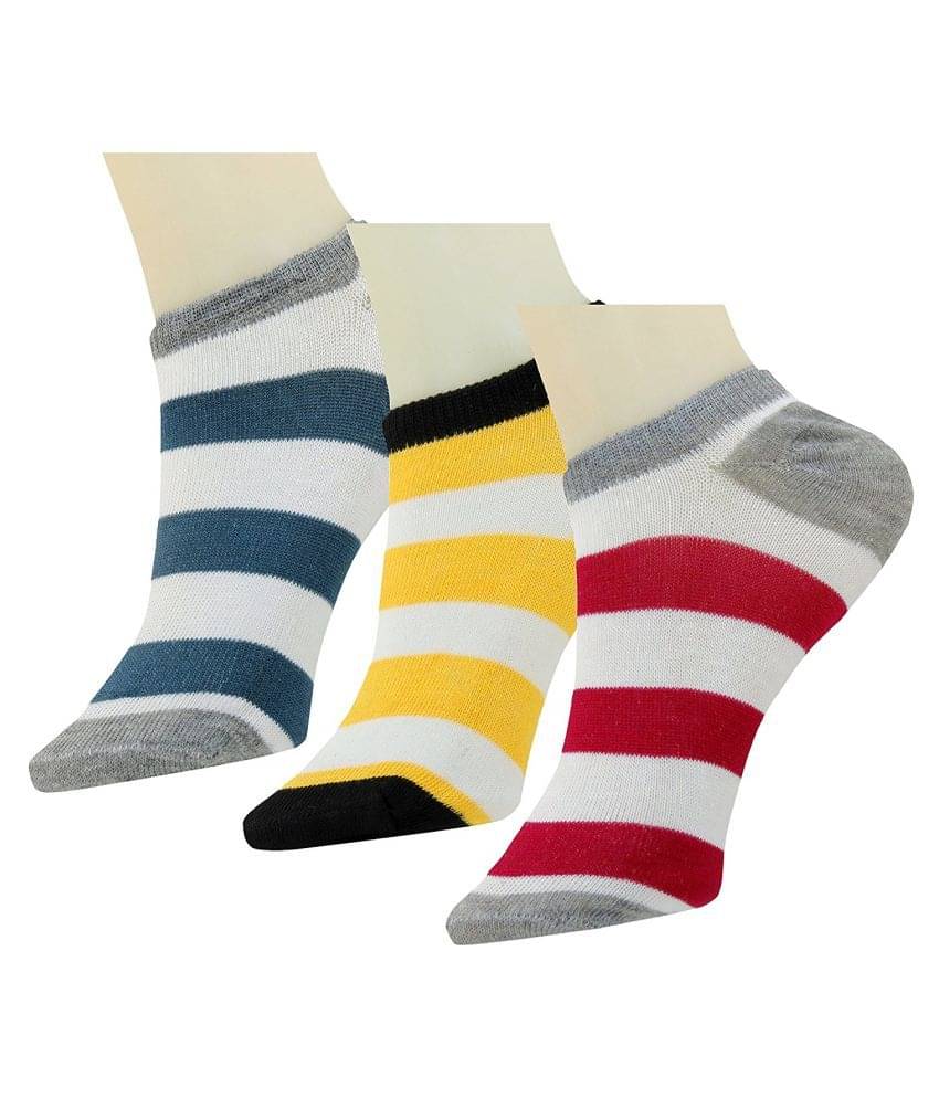     			Tahiro Multicolour Ankle Length Socks - Pair of 3