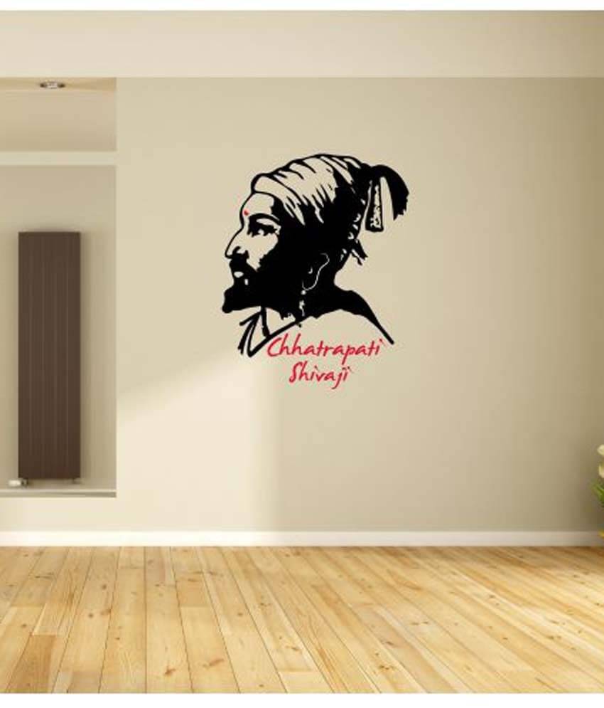     			Peacockride Chatrapati Shivaji Wall Sticker PVC Vinyl Black Wall Sticker - Pack of 1