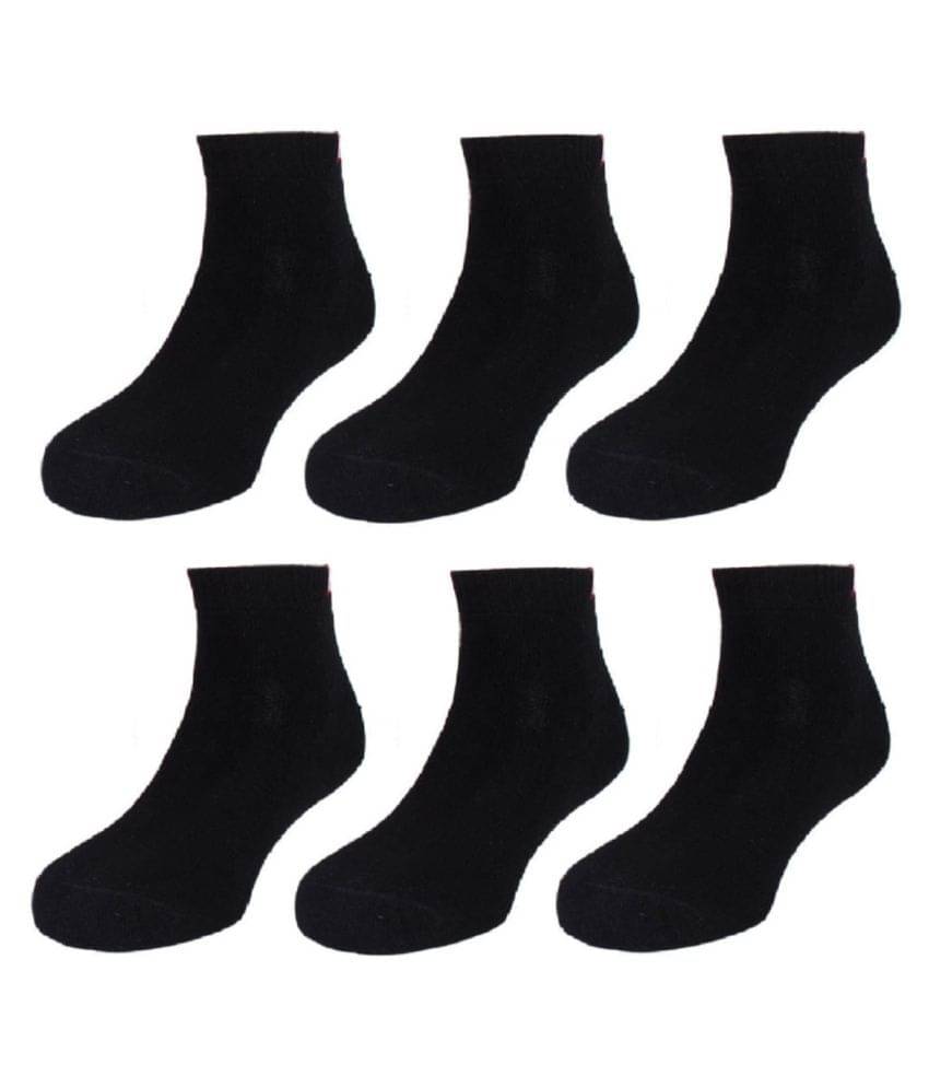    			Tahiro Black Cotton Ankle Length Socks - Pack of 6