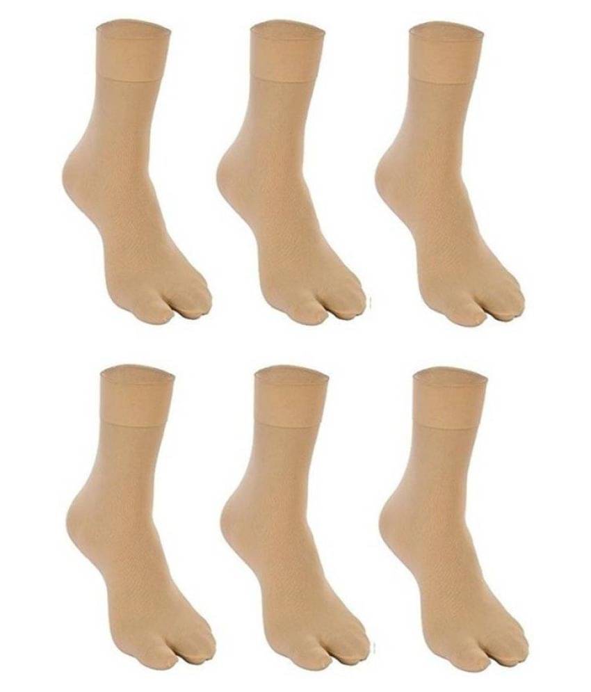     			Tahiro Beige Cotton Woolen Thumb Socks Women - Pack Of 6