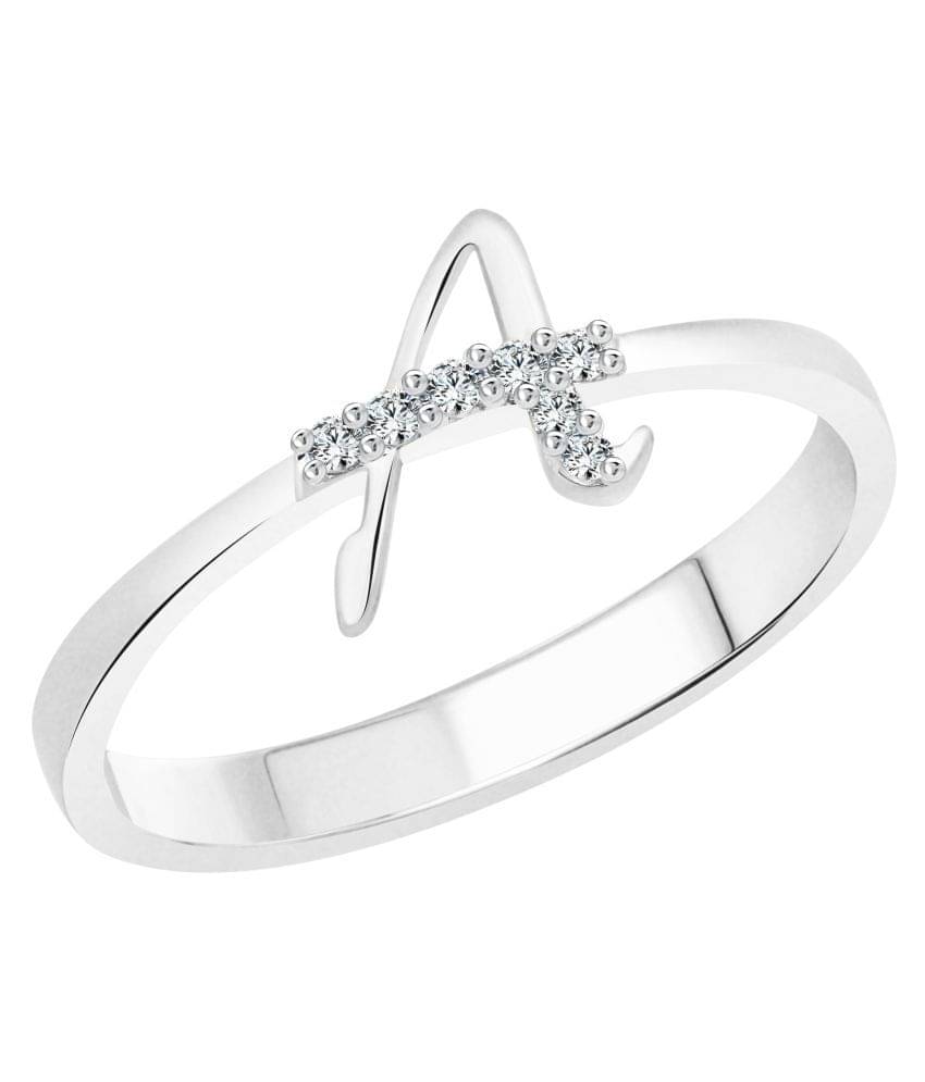 Vighnaharta Initial ''A'' Alphabet (CZ) Rhodium Plated Alloy Ring For Women Vighnaharta Initial ''A'' Alphabet (CZ) Rhodium Plated Alloy Ring For Women