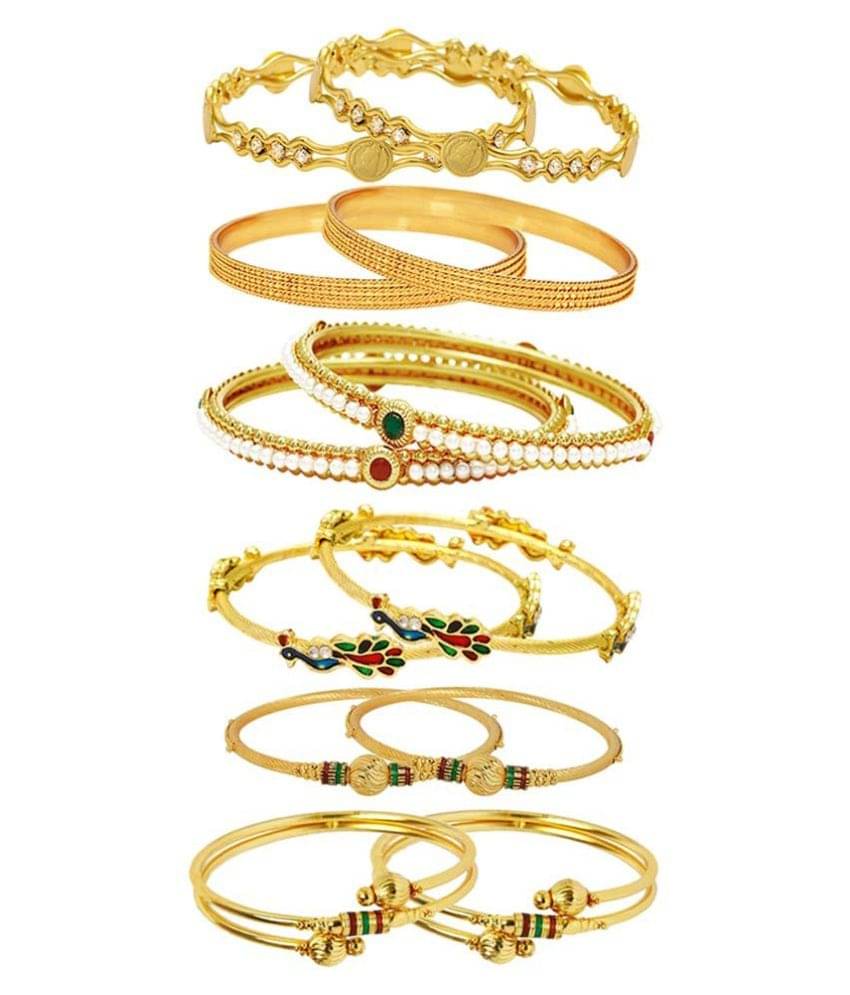    			Youbella Gold Plated Bangles Combo of 12 For Women