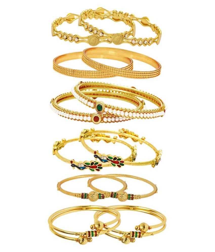Youbella Gold Plated Bangles Combo of 12 For Women - Bangles & Bracelets | Buy online on ZillyBuy