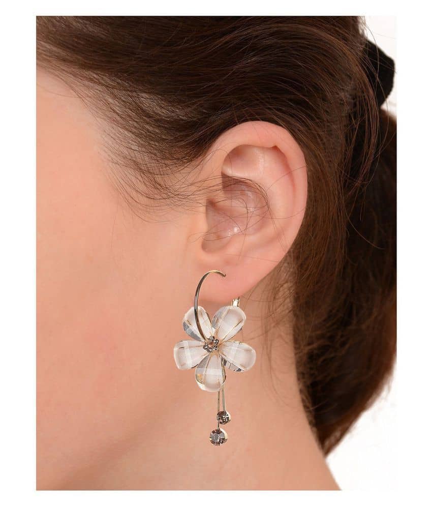 Youbella Jewellery Gold Plated Fancy Off White Hangings Earrings For Women - Earrings | Buy online on ZillyBuy