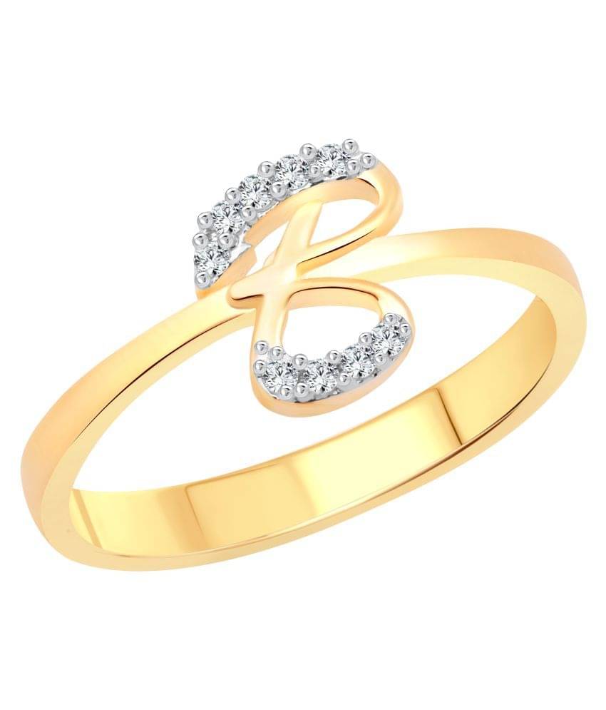 Vighnaharta Initial ''B'' Letter (Cz) Gold & Rhodium Plated Ring Vighnaharta Initial ''B'' Letter (Cz) Gold & Rhodium Plated Ring