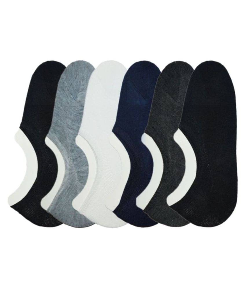     			Tahiro Multicolour Plain Cotton Footies Loafer Socks - Pack Of 6