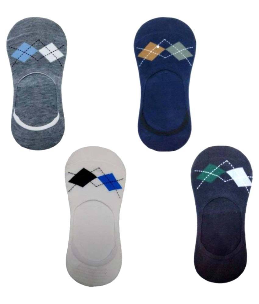     			Tahiro Multicolour Designed Cotton Footies Socks -  Pack of 4