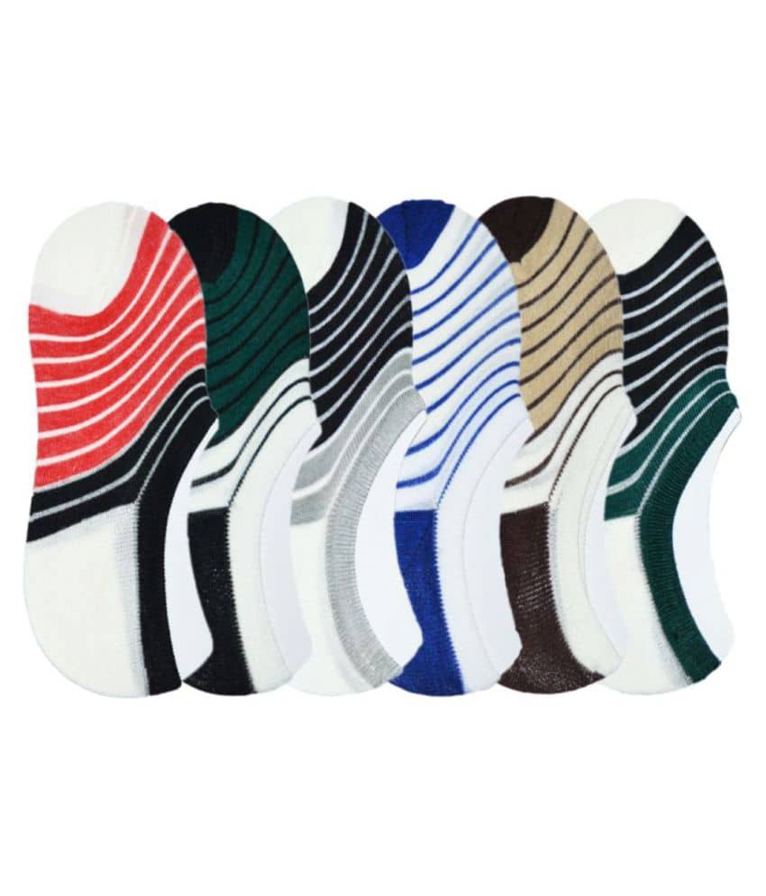 Tahiro Multicolour Striped Casual Footies Loafer Socks - Pack Of 6 - Socks | Buy online on ZillyBuy