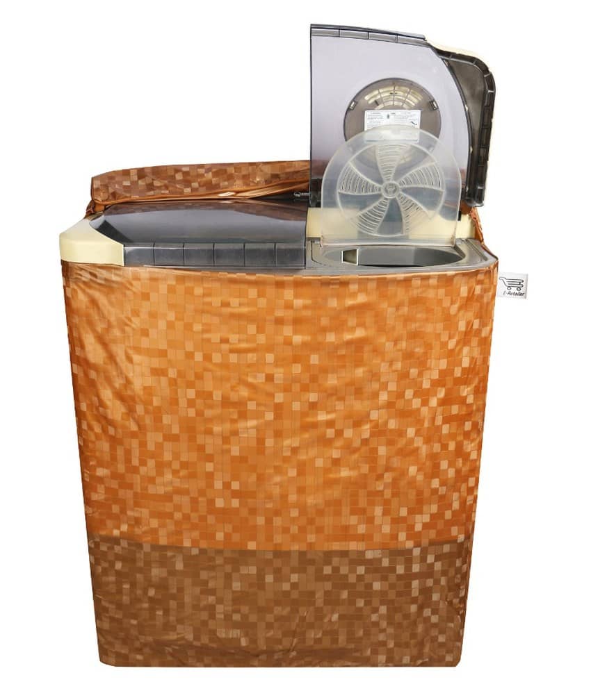 E-Retailer Classic Orange Colour With Square Design Semi-Automatic Washing Machine Cover Upto 7 Kg Capacity
