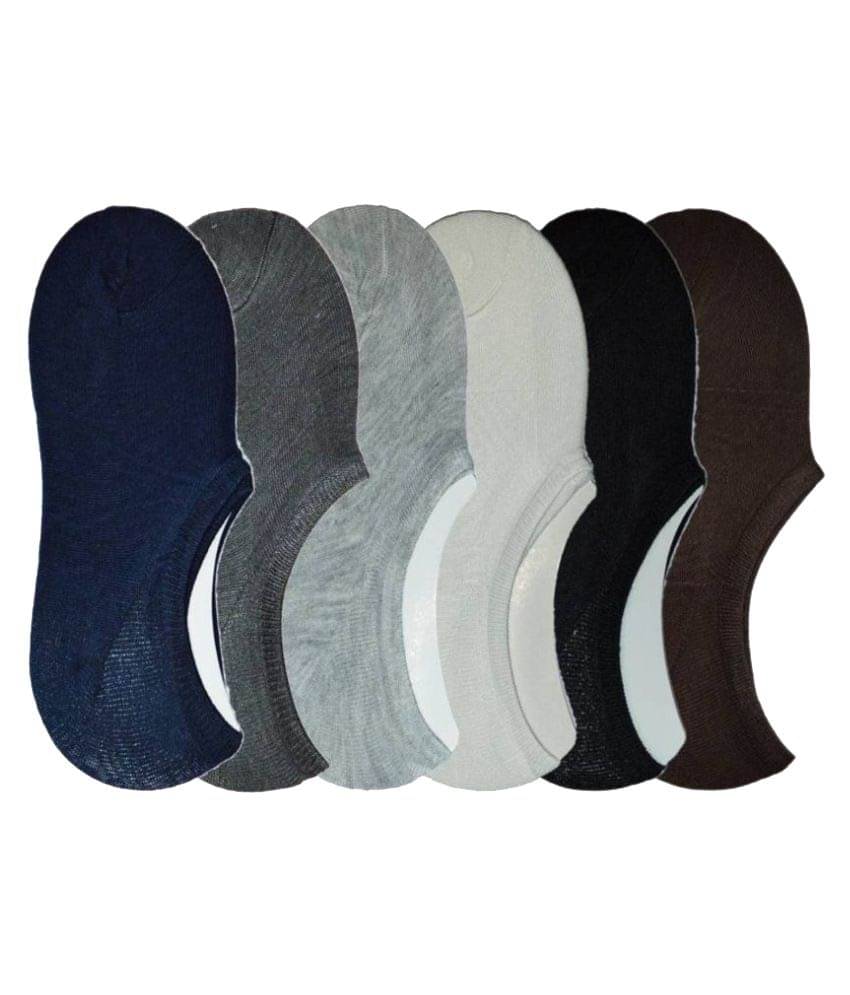     			Tahiro Plain Multicolour Cotton Footies Loafer Socks - Pack Of 6