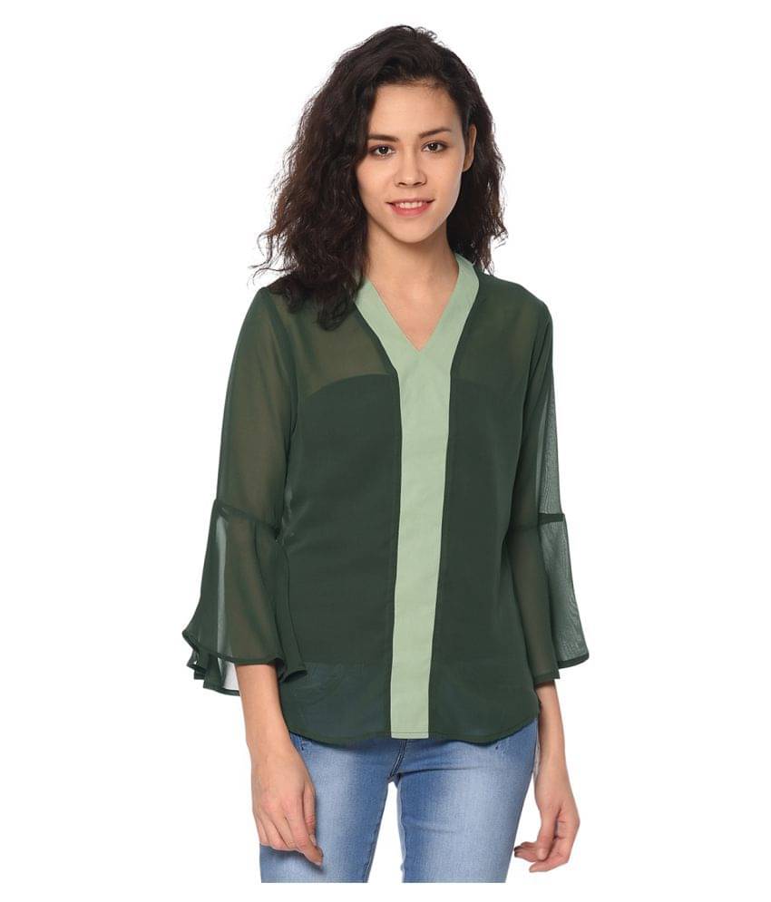     			Purys Women's Polyester Regular Top ( Green )