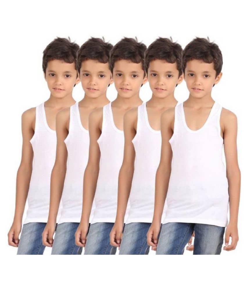 Hap Kings Pack of 5 Boys Cotton Blend ( White ) - Nightwear & Loungewear | Buy online on ZillyBuy