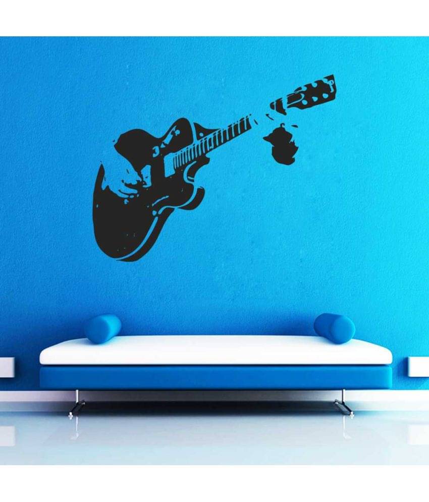     			Impression Wall Guitar PVC Black Wall Sticker - Pack of 1