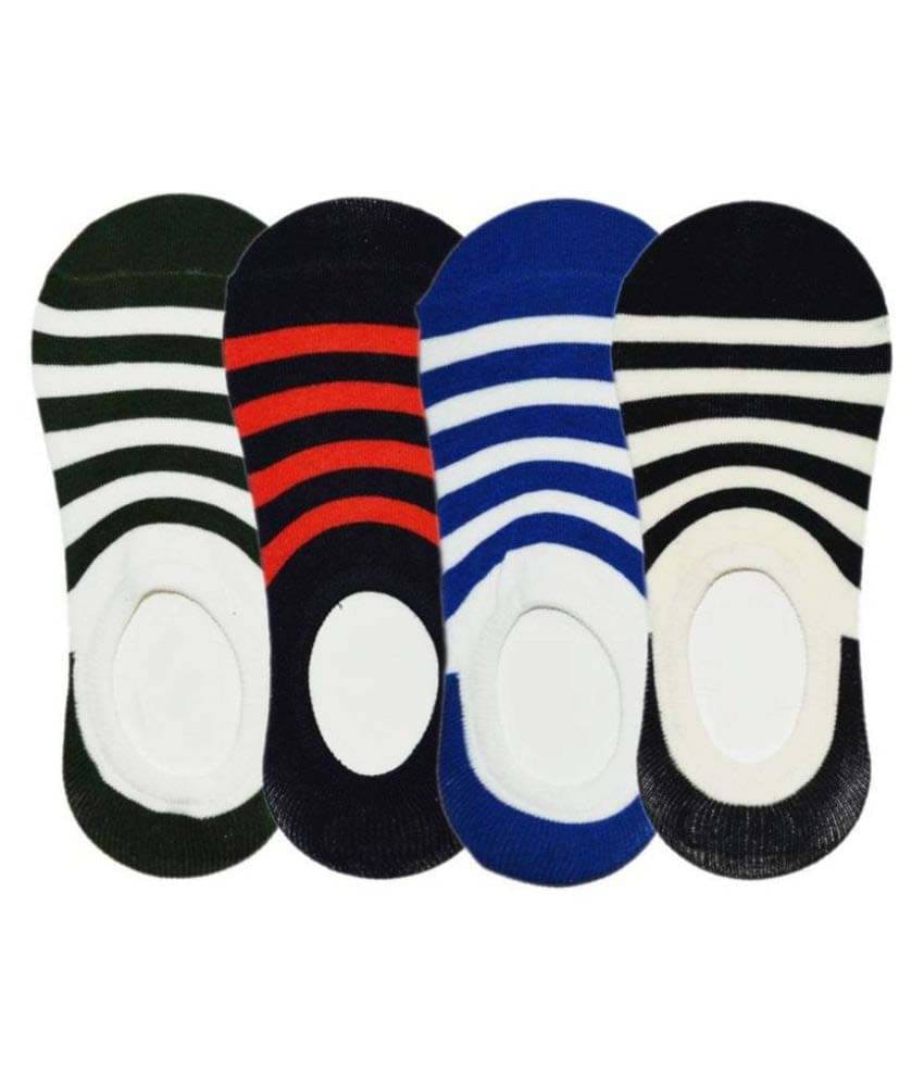     			Tahiro Multicolour Striped Cotton Footie Socks - Pack Of 4