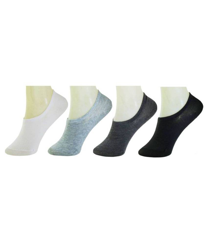     			Tahiro Multicolour Plain Cotton Footies Loafer Socks - Pack Of 4