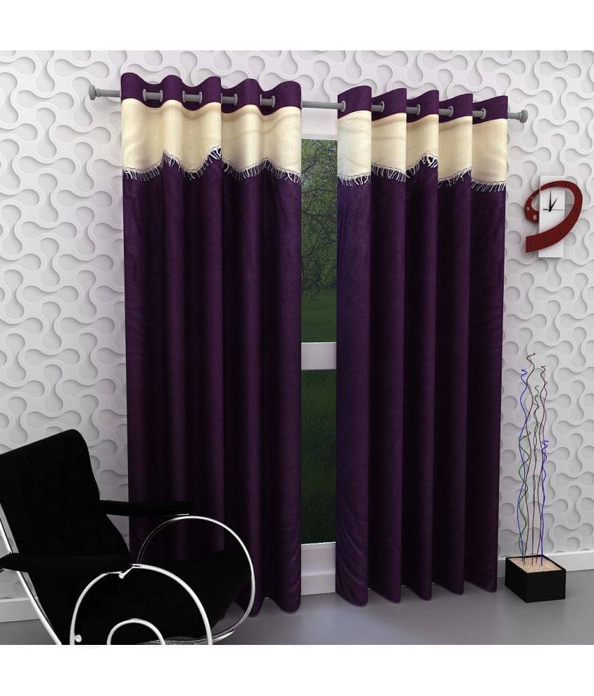     			Tanishka Fabs Solid Semi-Transparent Eyelet Curtain 5 ft ( Pack of 2 ) - Purple