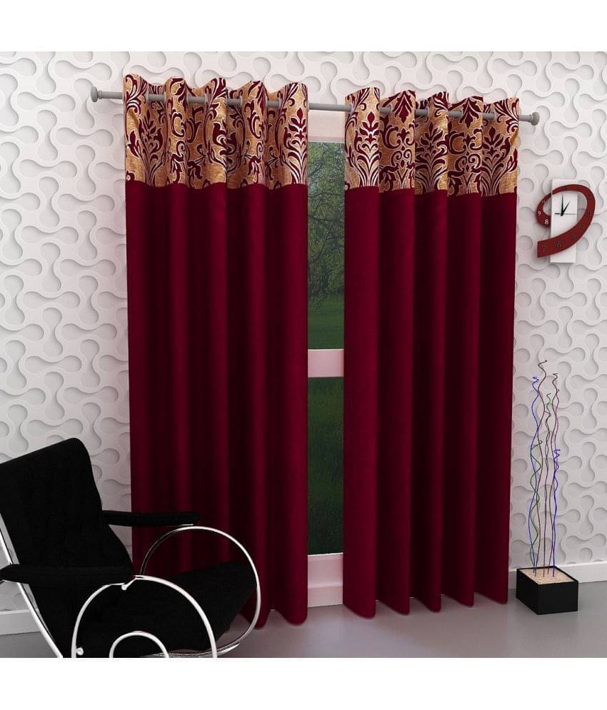     			Tanishka Fabs Semi-Transparent Curtain 5 ft ( Pack of 2 ) - Maroon