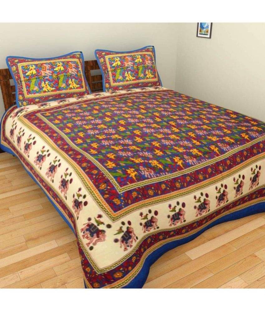     			Uniqchoice Cotton Double Bedsheet ( Multicolor )