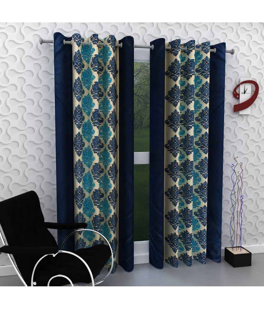 Tanishka Fabs Floral Semi-Transparent Eyelet Door Curtain 7 ft Pack of 2 -Multi Color Tanishka Fabs Floral Semi-Transparent Eyelet Door Curtain 7 ft Pack of 2 -Multi Color