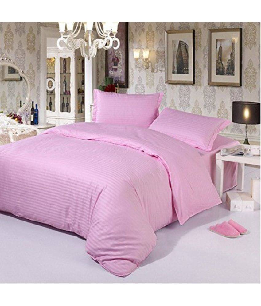     			Sky Tex Satin 1 Double Bedsheet with 2 Pillow Covers ( Pink )