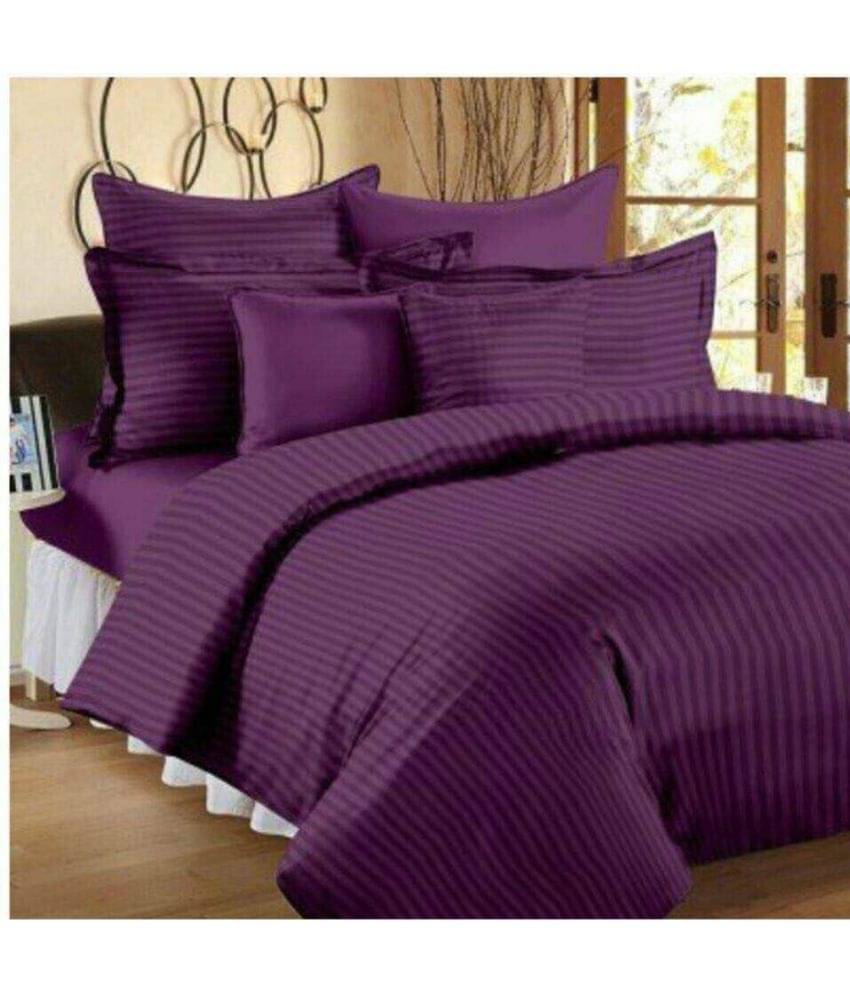     			Sky Tex Satin 1 Double Bedsheet with 2 Pillow Covers ( Purple )