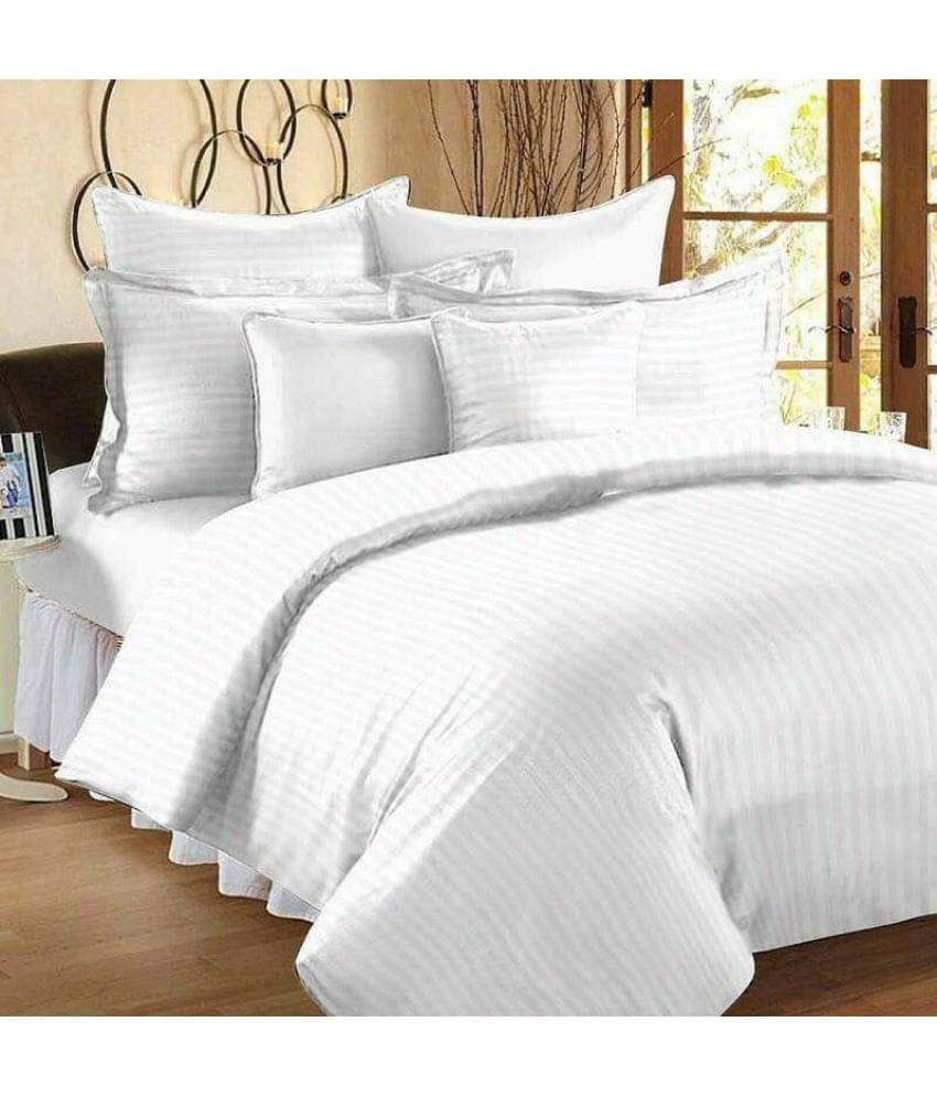    			Sky Tex Satin 1 Double Bedsheet with 2 Pillow Covers ( White )