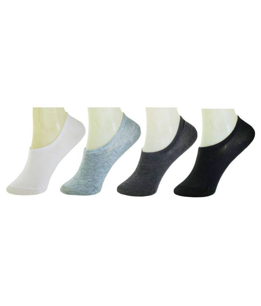     			Tahiro Plain Multicolour Cotton No Show Socks - Pack Of 4