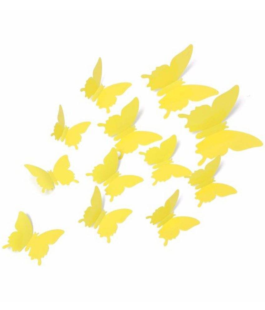 Jaamso Royals yellow butterfly PVC Yellow Wall Sticker - Pack of 1 Jaamso Royals yellow butterfly PVC Yellow Wall Sticker - Pack of 1