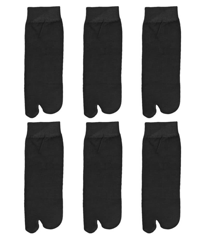 Tahiro Black Cotton Quarter Length Thumb Socks - Pack Of 6 - Socks | Buy online on ZillyBuy