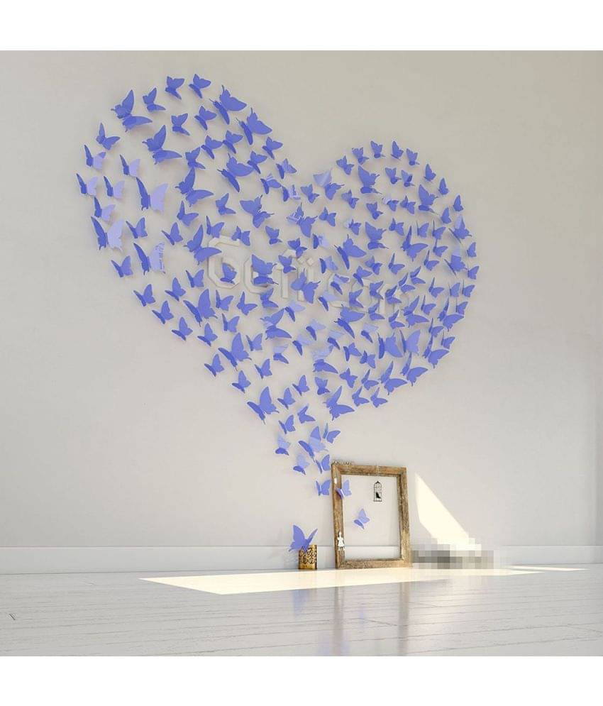 Jaamso Royals 3D Butterfly PVC Vinyl Blue Wall Sticker - Pack of 1 Jaamso Royals 3D Butterfly PVC Vinyl Blue Wall Sticker - Pack of 1