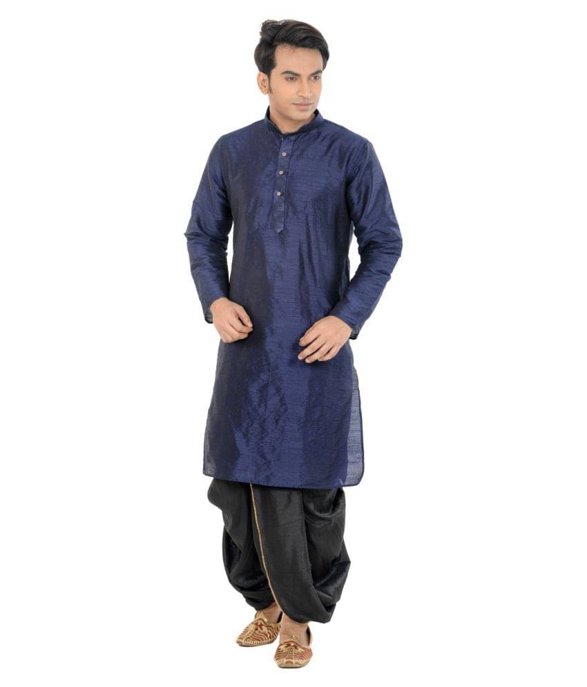 Deyann Blue Silk Blend Dhoti Kurta Set Deyann Blue Silk Blend Dhoti Kurta Set