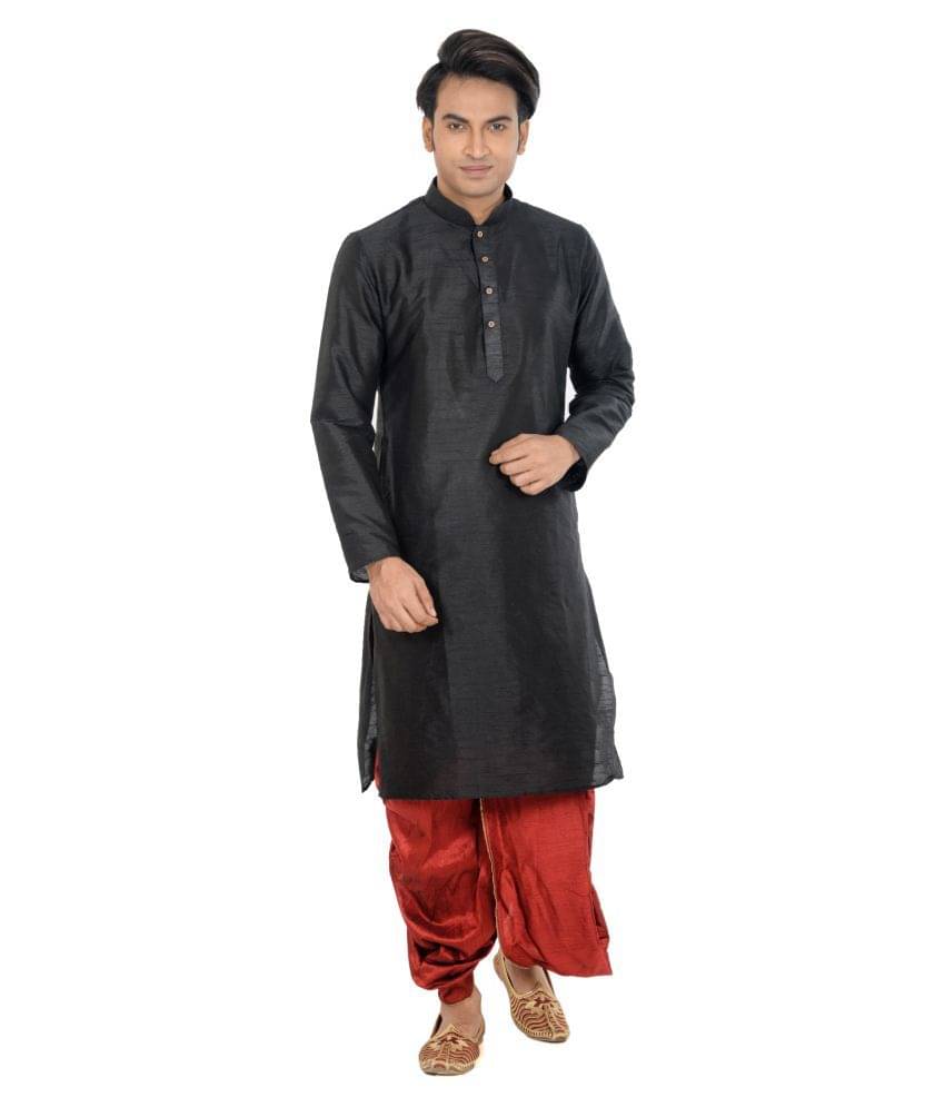 Deyann Black Silk Blend Dhoti Kurta Set Deyann Black Silk Blend Dhoti Kurta Set