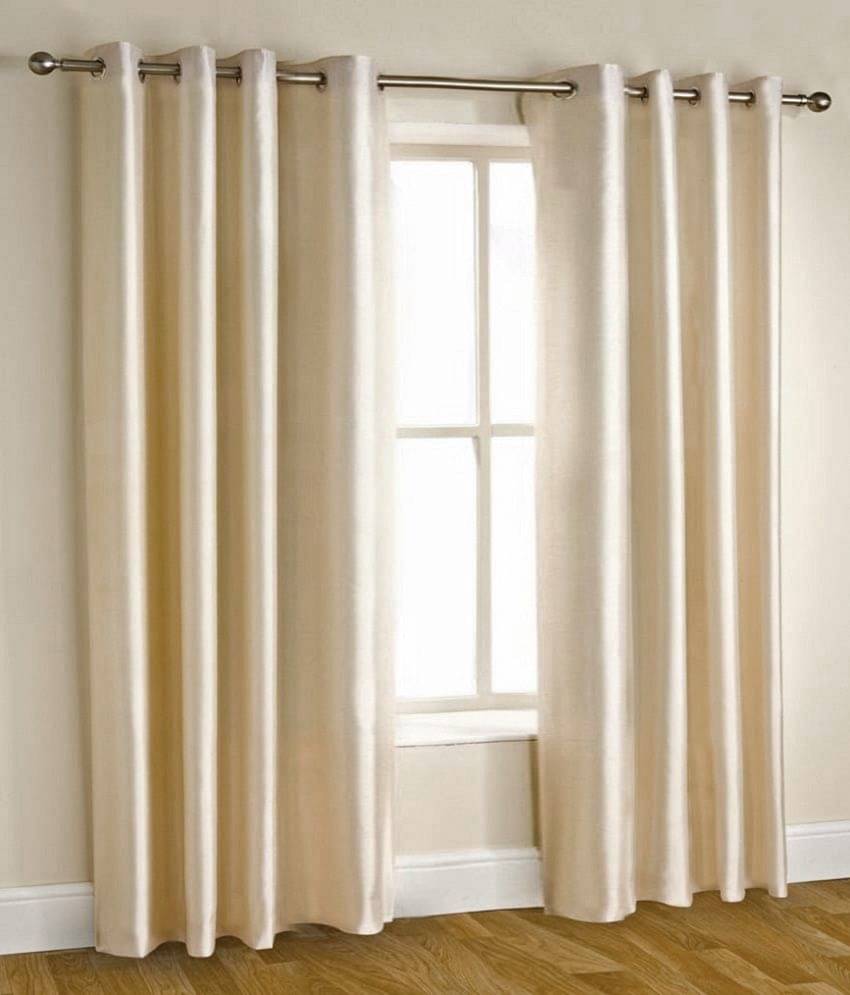 Homefab India Plain Semi-Transparent Eyelet Door Curtain 6ft (Pack of 2) - Cream Homefab India Plain Semi-Transparent Eyelet Door Curtain 6ft (Pack of 2) - Cream