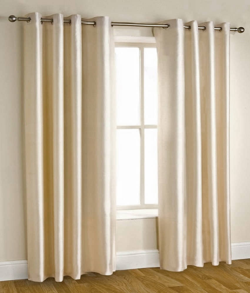 Homefab India Plain Semi-Transparent Eyelet Window Curtain 5ft (Pack of 2) - White