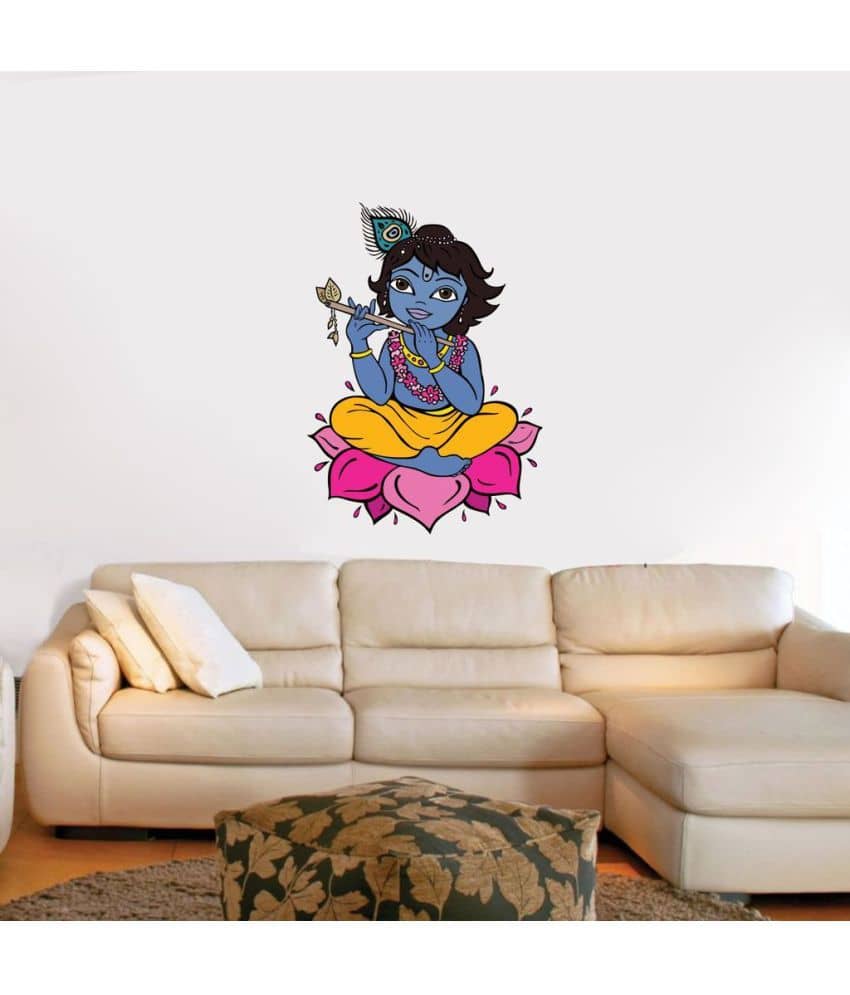 Decor Villa Bal Krishna PVC Multicolour Wall Sticker - Pack of 1