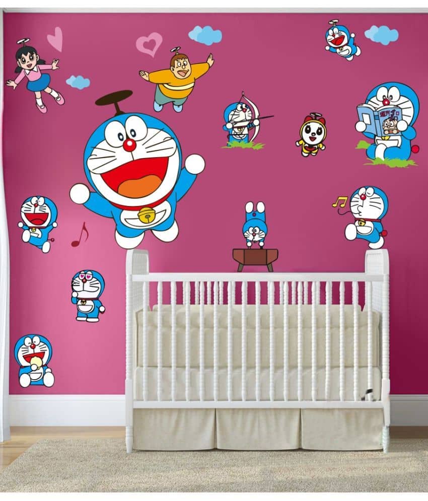 Decor Villa Team Doremon PVC Multicolour Wall Sticker - Pack of 1