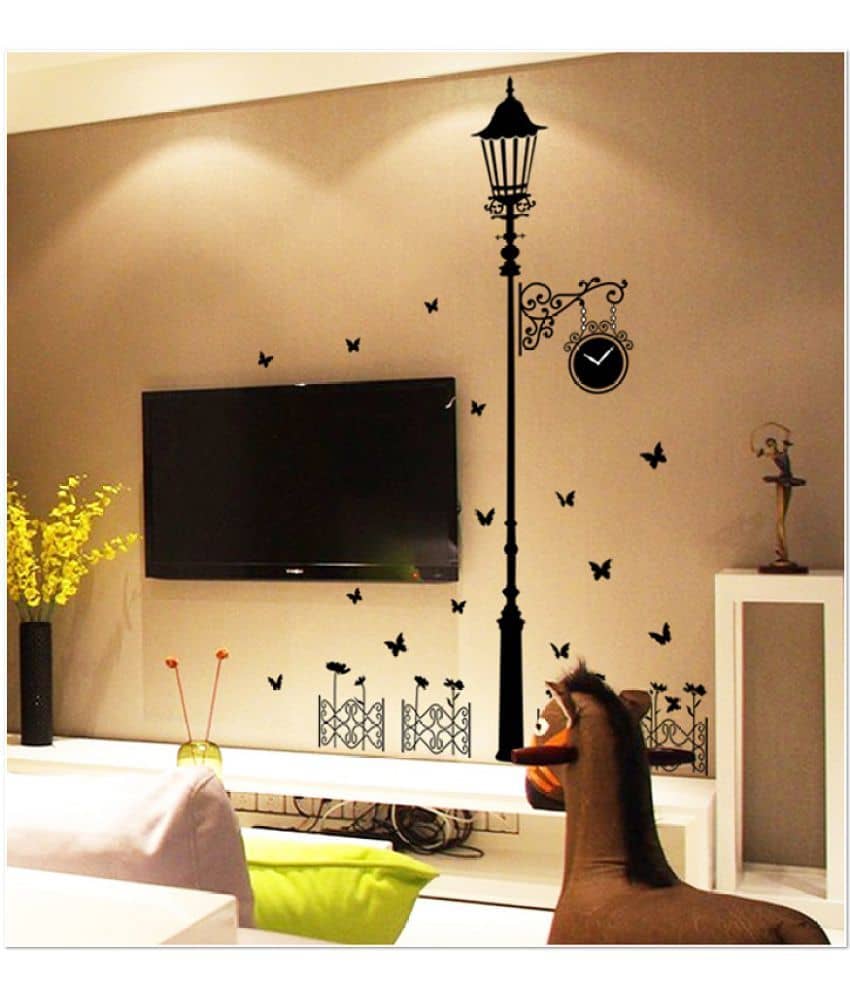 Jaamso Royals Heritage Clock PVC Black Wall Sticker - Pack of 1