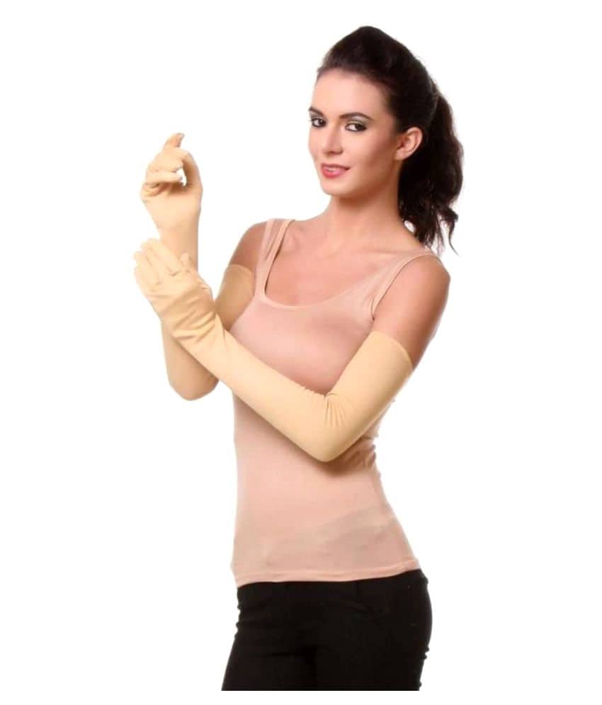 Tahiro Beige Cotton Full Sleeve Gloves -  Pack Of 1 - Dupattas & Shawls | Buy online on ZillyBuy