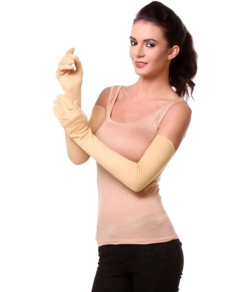 Tahiro Beige Cotton Full Sleeve Gloves - Pack Of 1 - Dupattas & Shawls | Buy online on ZillyBuy