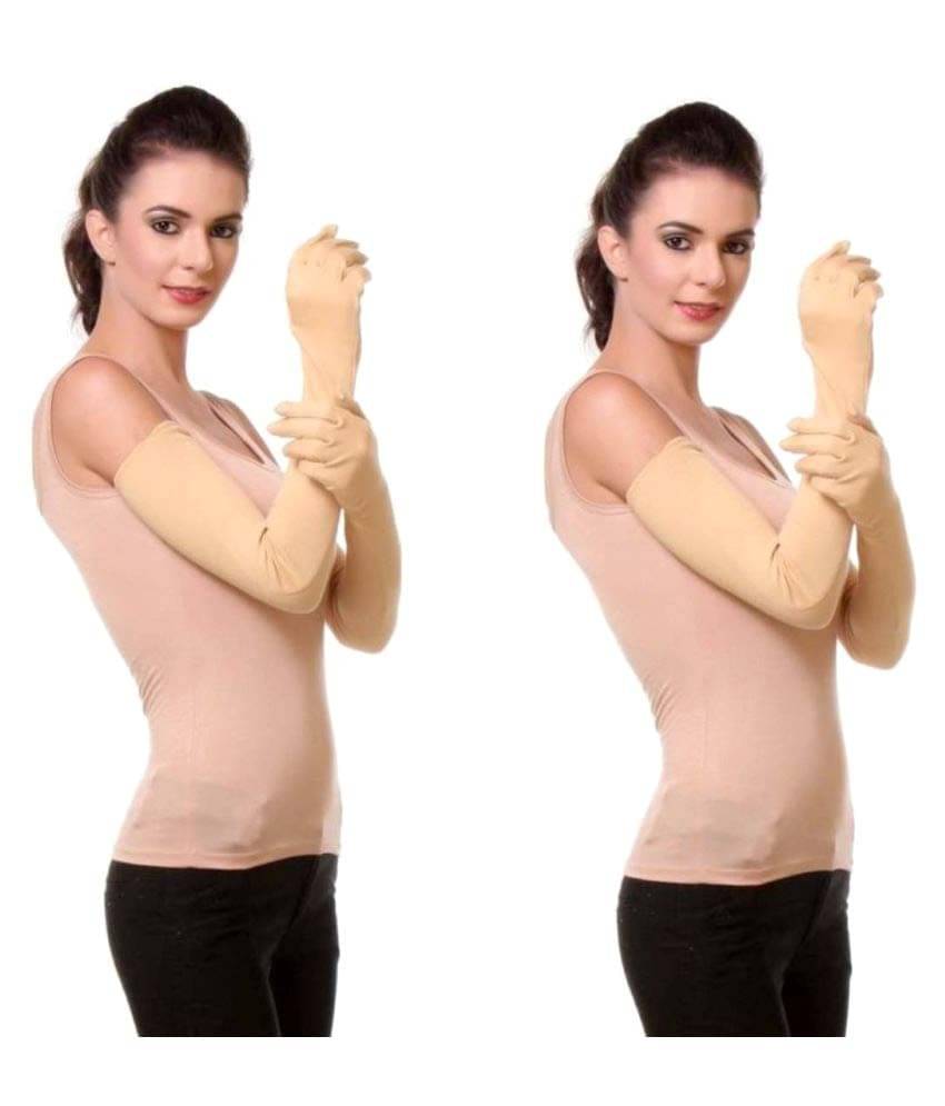 Tahiro Beige Cotton Full Sleeve Gloves - Pack Of 2 Tahiro Beige Cotton Full Sleeve Gloves - Pack Of 2
