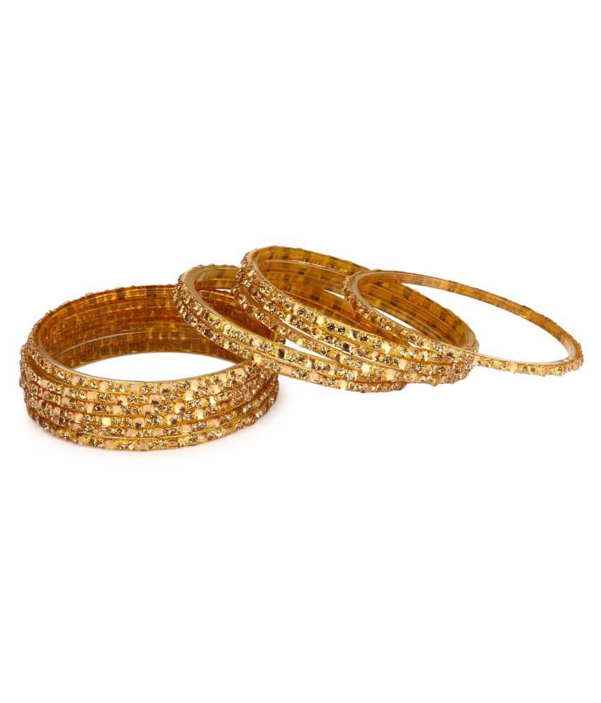Somil 12 Golden Glass Bangle Party Set Fully Ornamented With Colorful Beads & Crystal With Safety Box-EM_2.2 - Bangles & Bracelets | Buy online on ZillyBuy