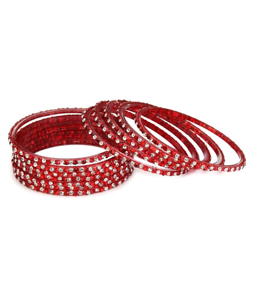 Somil 12 Shining Red Glass Bangle Party Set Fully Ornamented With Colorful Beads & Crystal With Safety Box-EE_2.2 Somil 12 Shining Red Glass Bangle Party Set Fully Ornamented With Colorful Beads & Crystal With Safety Box-EE_2.2