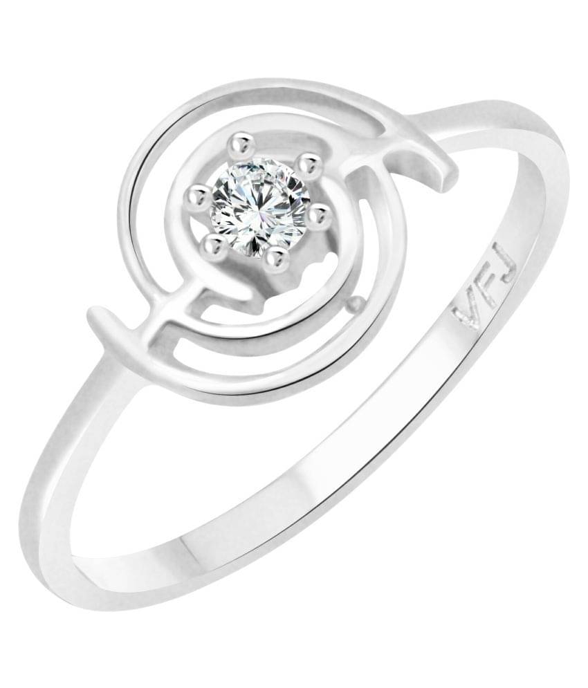     			Vighnaharta Circle Solitaire CZ Rhodium Plated Alloy Ring for Women and Girls - [VFJ1248FRR14]